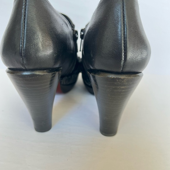 Chie Mihara Leather Chunky Fringe Heel Side Zipper Shoes - Picture 6 of 11